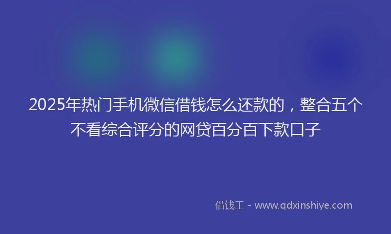 2025年热门手机微信借钱怎么还款的，整合五个不看综合评分的网贷百分百下款口子