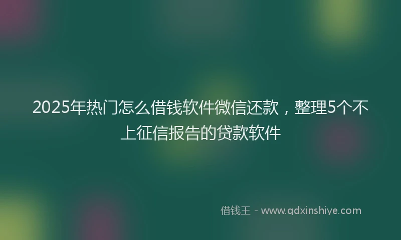 2025年热门怎么借钱软件微信还款，整理5个不上征信报告的贷款软件