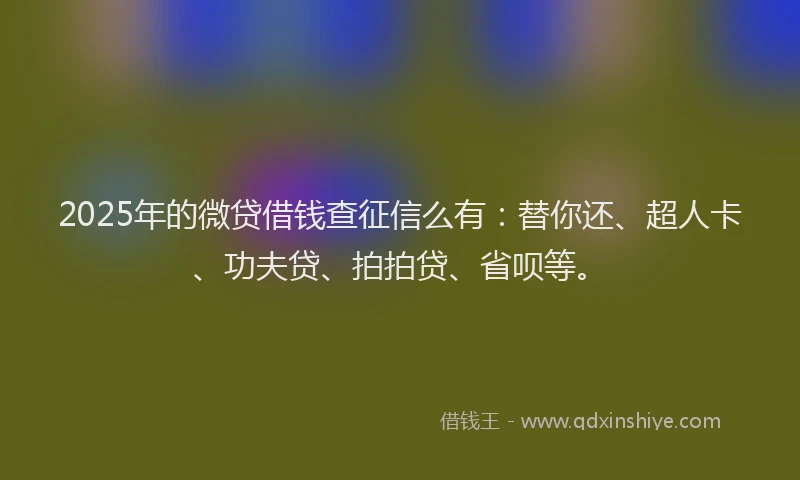 2025年的微贷借钱查征信么有：替你还、超人卡、功夫贷、拍拍贷、省呗等。