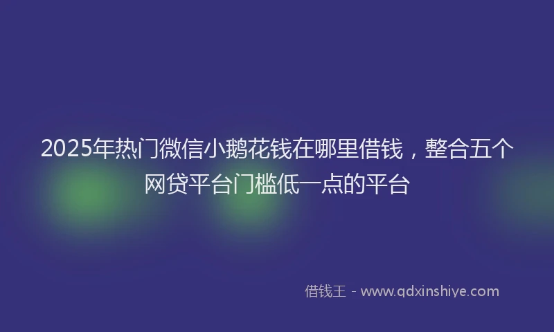 2025年热门微信小鹅花钱在哪里借钱，整合五个网贷平台门槛低一点的平台