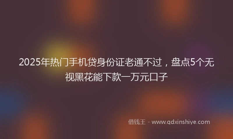 2025年热门手机贷身份证老通不过，盘点5个无视黑花能下款一万元口子