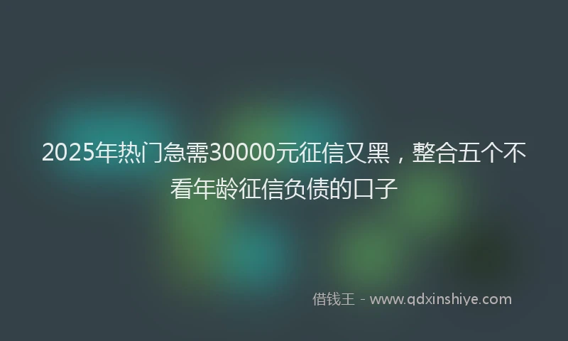 2025年热门急需30000元征信又黑，整合五个不看年龄征信负债的口子