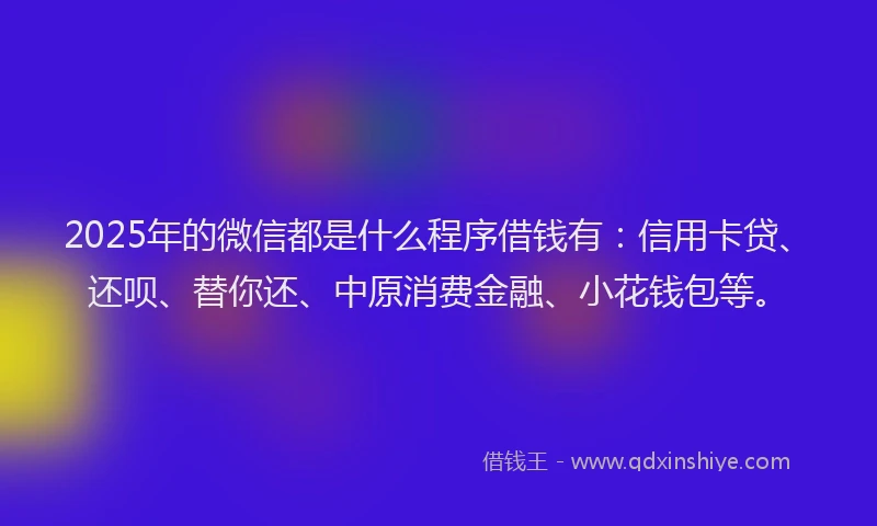 2025年的微信都是什么程序借钱有：信用卡贷、还呗、替你还、中原消费金融、小花钱包等。