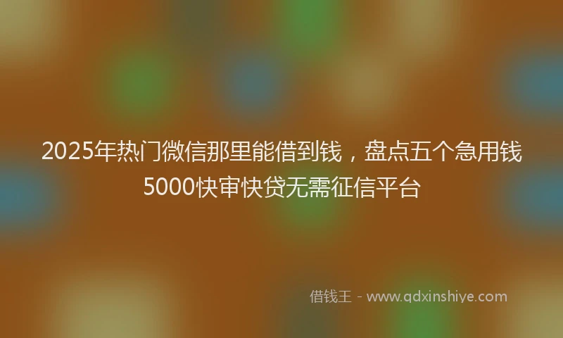 2025年热门微信那里能借到钱，盘点五个急用钱5000快审快贷无需征信平台