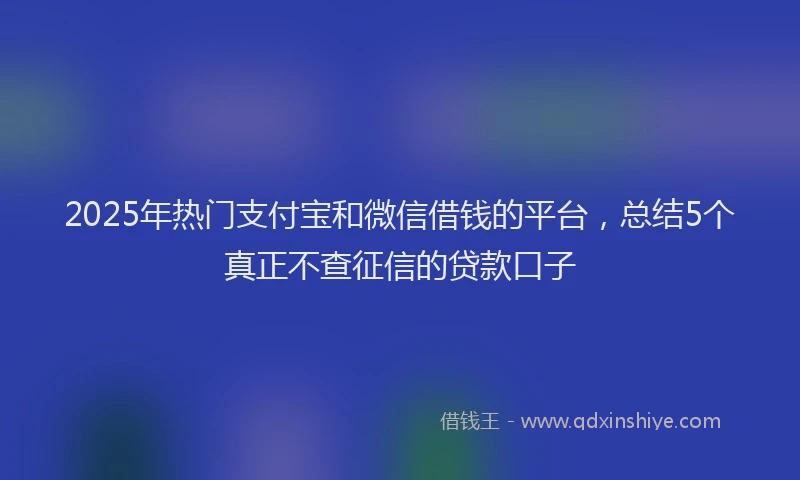 2025年热门支付宝和微信借钱的平台，总结5个真正不查征信的贷款口子