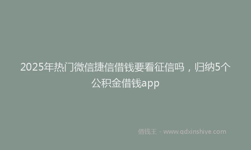 2025年热门微信捷信借钱要看征信吗,归纳5个公积金借钱app