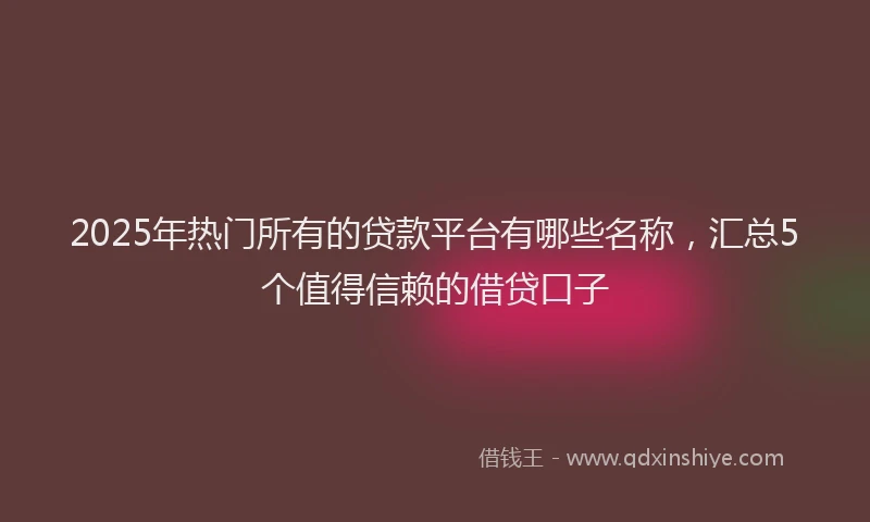 2025年热门所有的贷款平台有哪些名称，汇总5个值得信赖的借贷口子