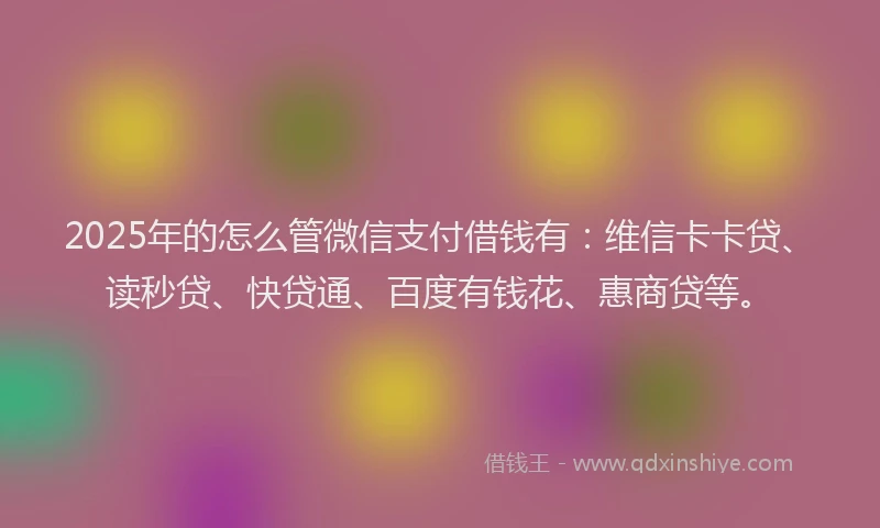 2025年的怎么管微信支付借钱有：维信卡卡贷、读秒贷、快贷通、百度有钱花、惠商贷等。