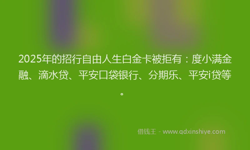 2025年的招行自由人生白金卡被拒有：度小满金融、滴水贷、平安口袋银行、分期乐、平安i贷等。