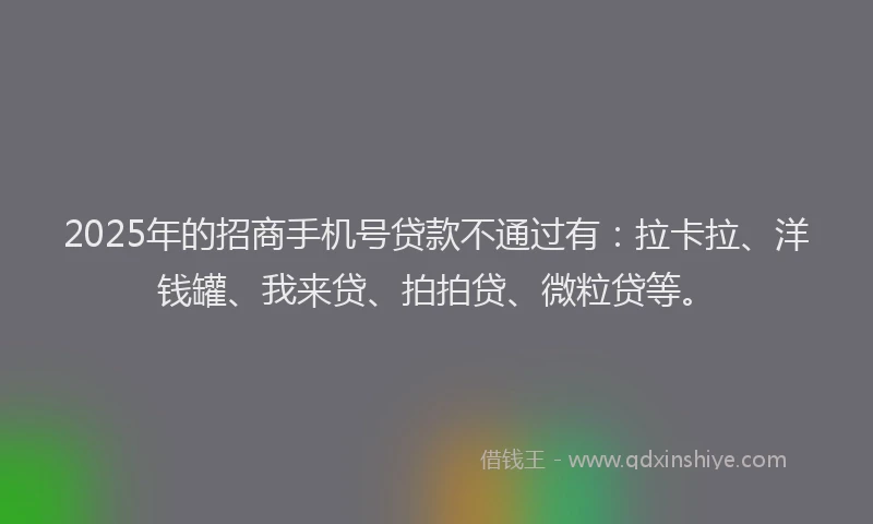 2025年的招商手机号贷款不通过有：拉卡拉、洋钱罐、我来贷、拍拍贷、微粒贷等。