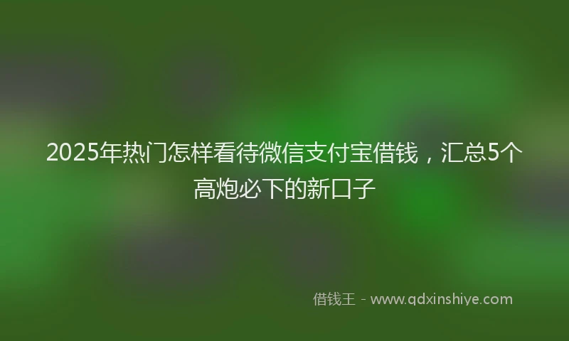 2025年热门怎样看待微信支付宝借钱，汇总5个高炮必下的新口子
