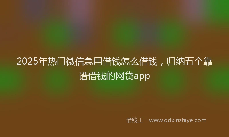 2025年热门微信急用借钱怎么借钱，归纳五个靠谱借钱的网贷app