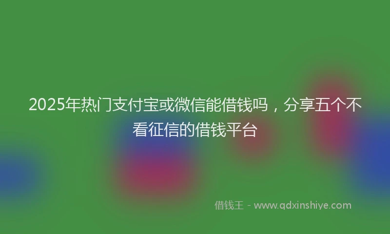 2025年热门支付宝或微信能借钱吗，分享五个不看征信的借钱平台
