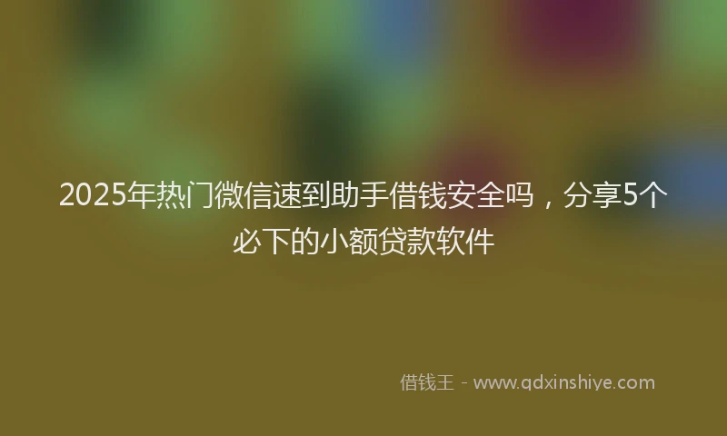 2025年热门微信速到助手借钱安全吗，分享5个必下的小额贷款软件