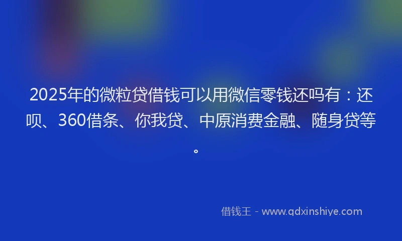 2025年的微粒贷借钱可以用微信零钱还吗有：还呗、360借条、你我贷、中原消费金融、随身贷等。