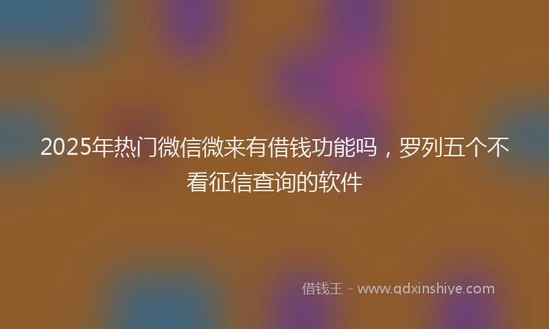 2025年热门微信微来有借钱功能吗，罗列五个不看征信查询的软件