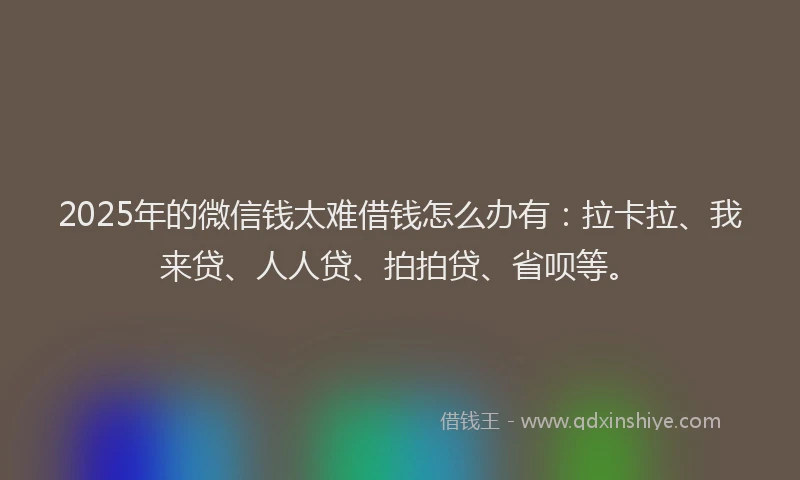 2025年的微信钱太难借钱怎么办有：拉卡拉、我来贷、人人贷、拍拍贷、省呗等。