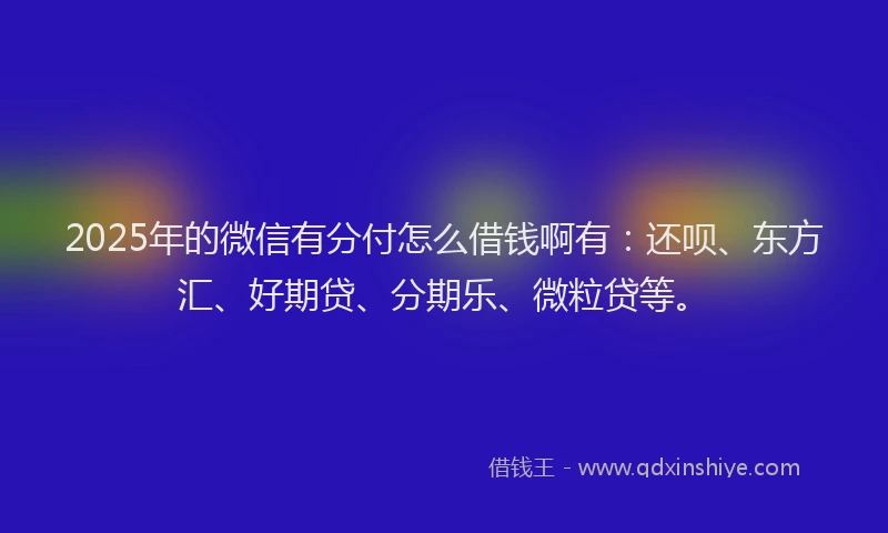 2025年的微信有分付怎么借钱啊有：还呗、东方汇、好期贷、分期乐、微粒贷等。