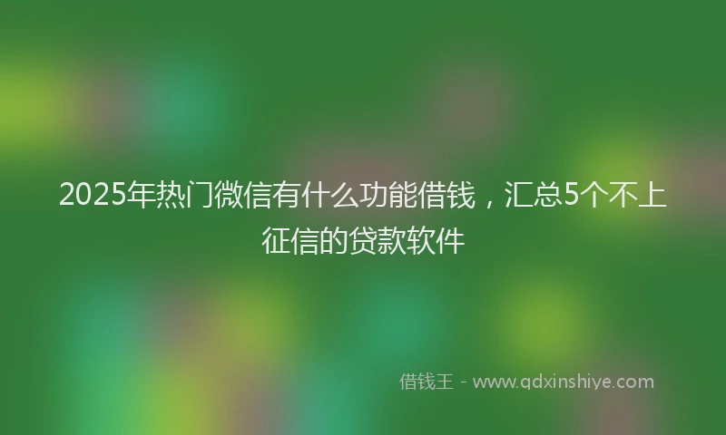 2025年热门微信有什么功能借钱，汇总5个不上征信的贷款软件
