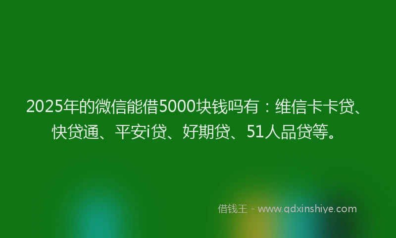 2025年的微信能借5000块钱吗有：维信卡卡贷、快贷通、平安i贷、好期贷、51人品贷等。