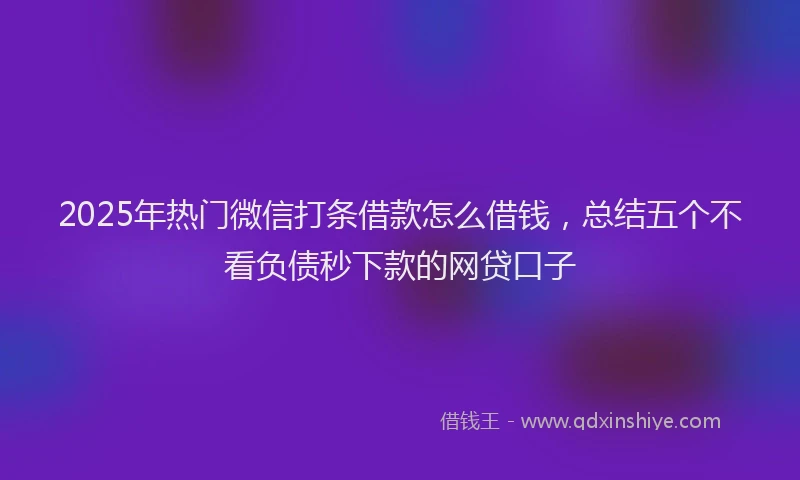 2025年热门微信打条借款怎么借钱，总结五个不看负债秒下款的网贷口子