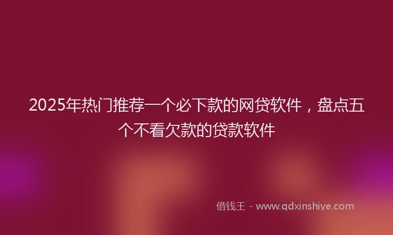 2025年热门推荐一个必下款的网贷软件，盘点五个不看欠款的贷款软件