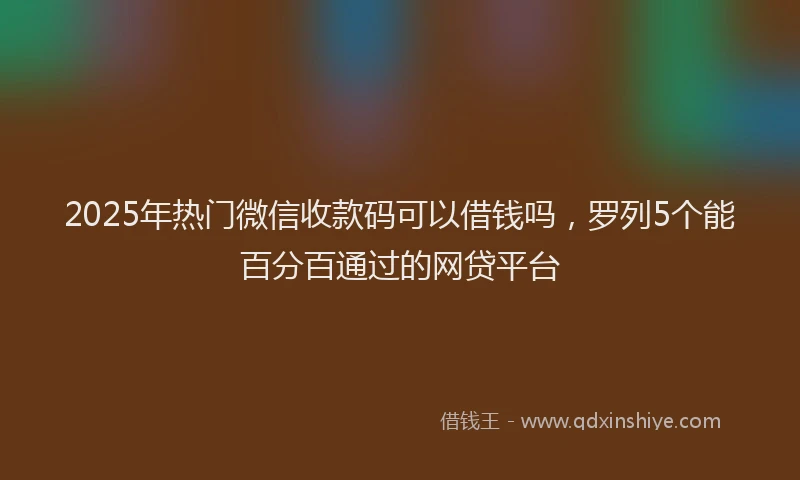 2025年热门微信收款码可以借钱吗，罗列5个能百分百通过的网贷平台