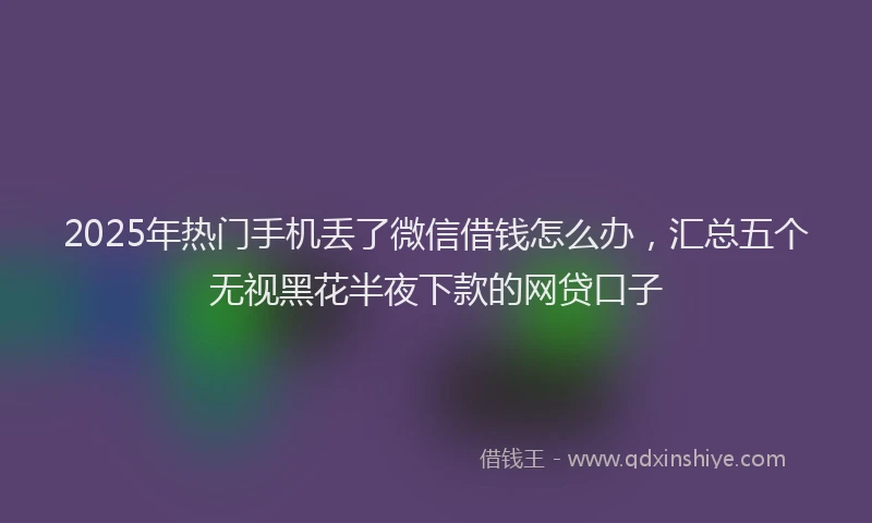 2025年热门手机丢了微信借钱怎么办，汇总五个无视黑花半夜下款的网贷口子