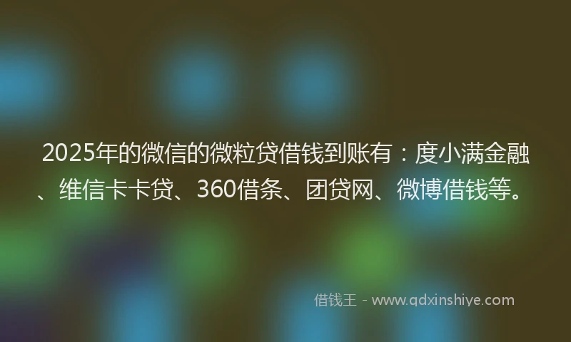 2025年的微信的微粒贷借钱到账有：度小满金融、维信卡卡贷、360借条、团贷网、微博借钱等。