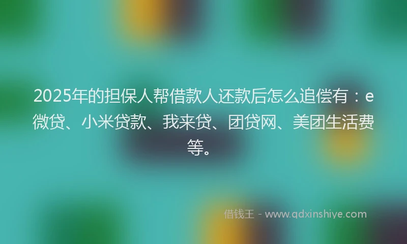 2025年的担保人帮借款人还款后怎么追偿有:e微贷、小米贷款、我来贷、团贷网、美团生活费等。