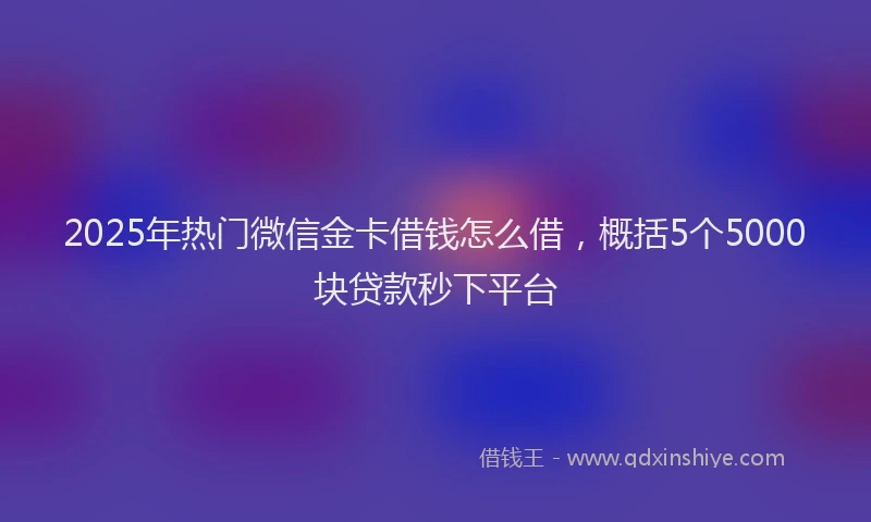 2025年热门微信金卡借钱怎么借，概括5个5000块贷款秒下平台