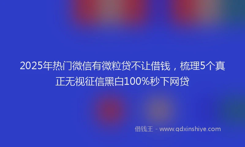 2025年热门微信有微粒贷不让借钱，梳理5个真正无视征信黑白100%秒下网贷