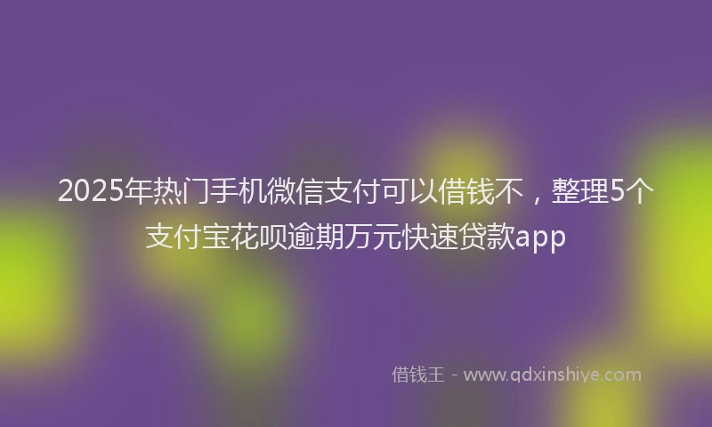 2025年热门手机微信支付可以借钱不，整理5个支付宝花呗逾期万元快速贷款app