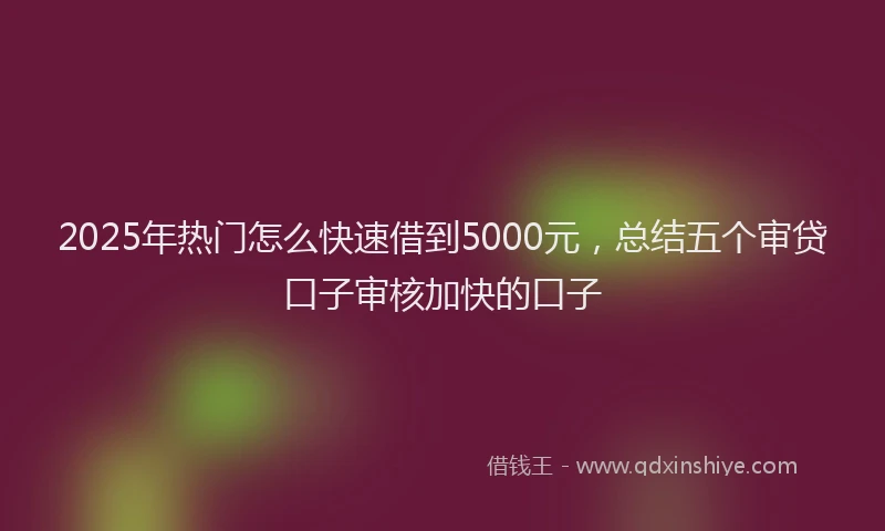 2025年热门怎么快速借到5000元，总结五个审贷口子审核加快的口子