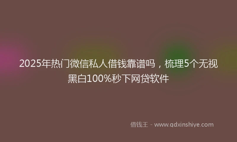 2025年热门微信私人借钱靠谱吗，梳理5个无视黑白100%秒下网贷软件
