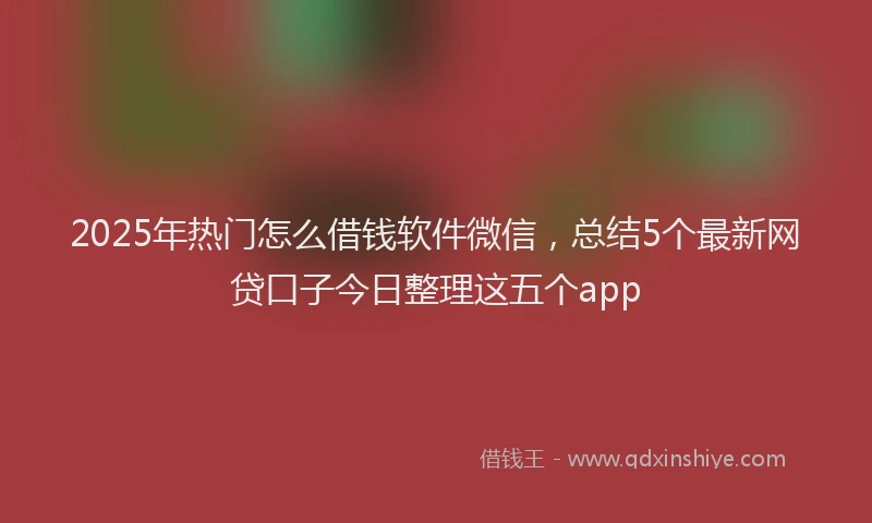 2025年热门怎么借钱软件微信，总结5个最新网贷口子今日整理这五个app