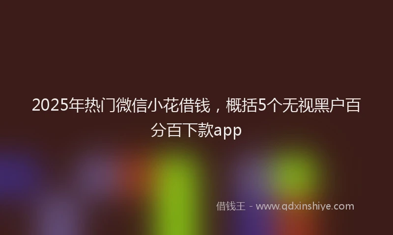 2025年热门微信小花借钱，概括5个无视黑户百分百下款app