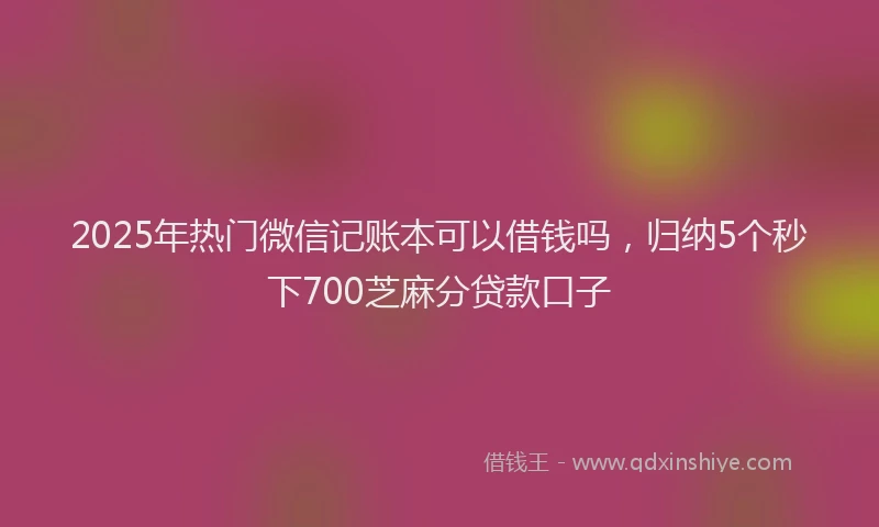 2025年热门微信记账本可以借钱吗，归纳5个秒下700芝麻分贷款口子