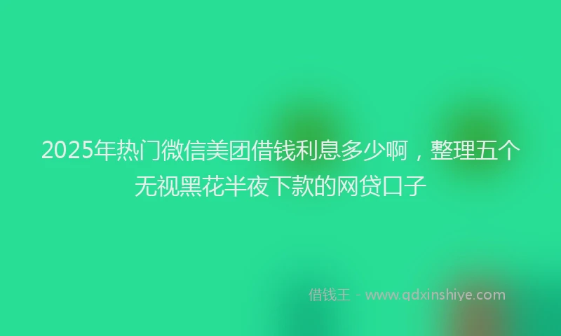 2025年热门微信美团借钱利息多少啊，整理五个无视黑花半夜下款的网贷口子