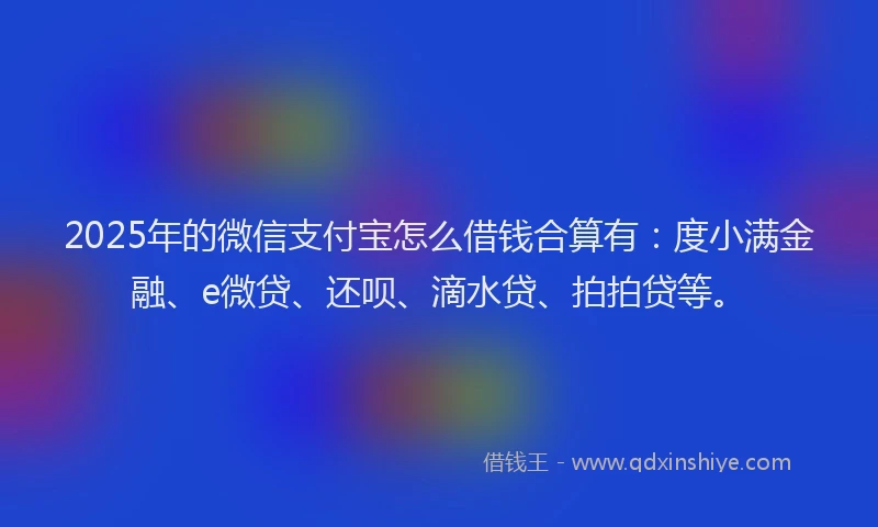 2025年的微信支付宝怎么借钱合算有：度小满金融、e微贷、还呗、滴水贷、拍拍贷等。