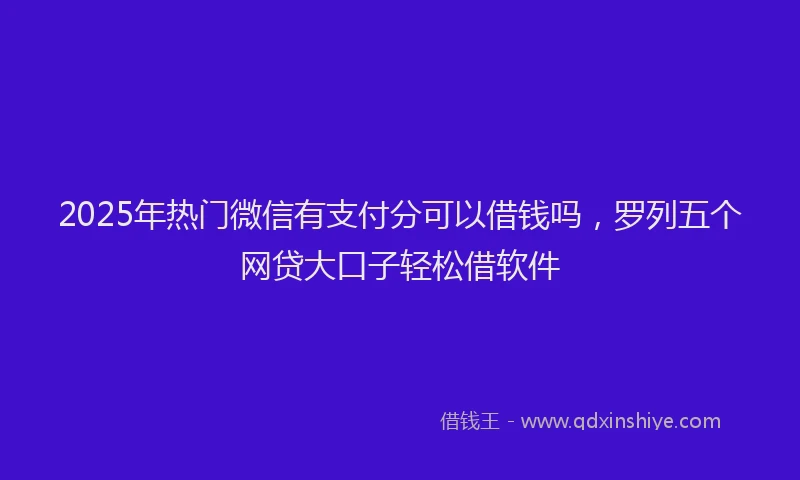 2025年热门微信有支付分可以借钱吗，罗列五个网贷大口子轻松借软件
