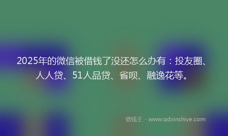 2025年的微信被借钱了没还怎么办有:投友圈、人人贷、51人品贷、省呗、融逸花等。