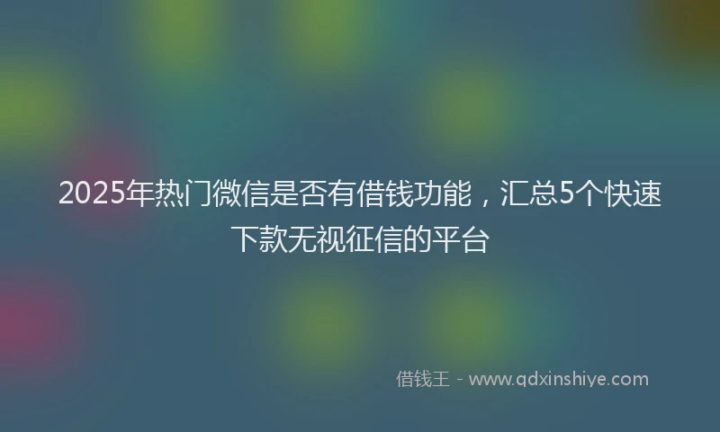 2025年热门微信是否有借钱功能，汇总5个快速下款无视征信的平台