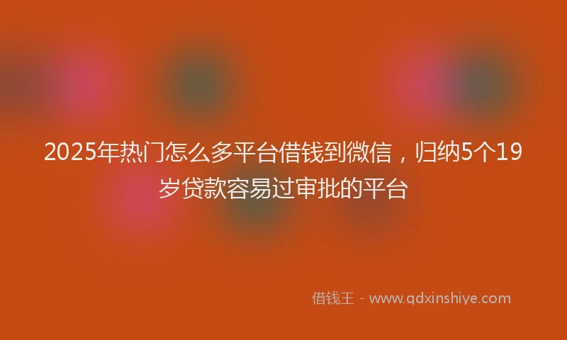 2025年热门怎么多平台借钱到微信，归纳5个19岁贷款容易过审批的平台