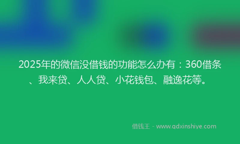 2025年的微信没借钱的功能怎么办有：360借条、我来贷、人人贷、小花钱包、融逸花等。