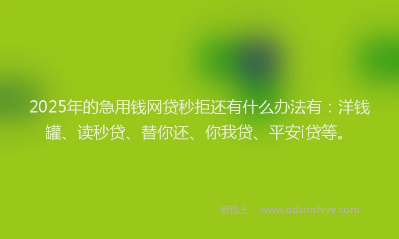 2025年的急用钱网贷秒拒还有什么办法有：洋钱罐、读秒贷、替你还、你我贷、平安i贷等。