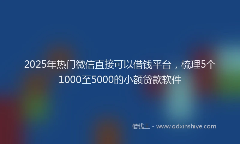 2025年热门微信直接可以借钱平台，梳理5个1000至5000的小额贷款软件