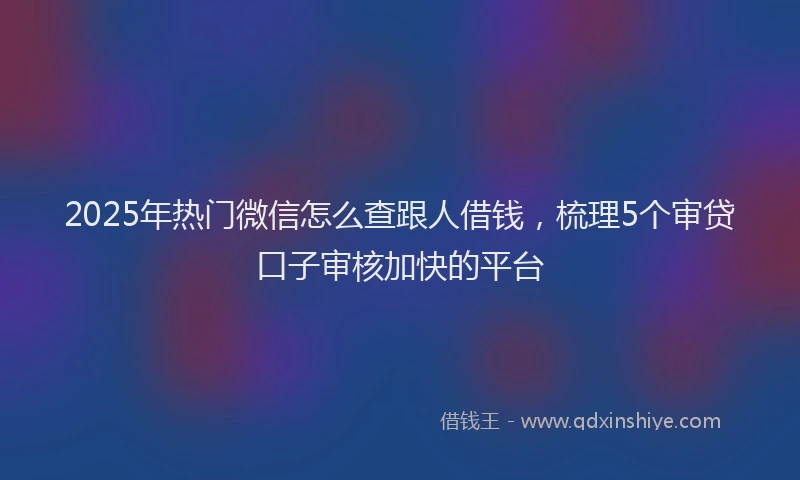 2025年热门微信怎么查跟人借钱，梳理5个审贷口子审核加快的平台