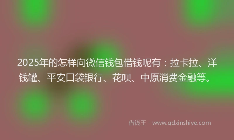 2025年的怎样向微信钱包借钱呢有：拉卡拉、洋钱罐、平安口袋银行、花呗、中原消费金融等。