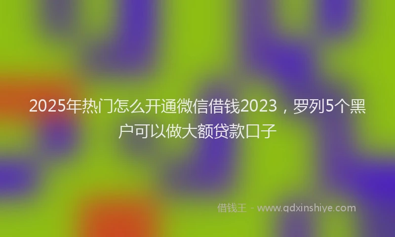 2025年热门怎么开通微信借钱2023，罗列5个黑户可以做大额贷款口子
